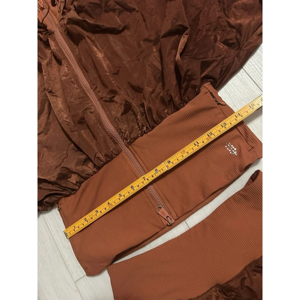 Free People Movement Start Me Up Hoodie Jacket & Shorts Set Sz S Bronze Color